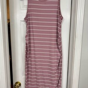 SHEIN Pink Sleeveless Crew Neck Sheath Midi Dress